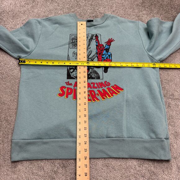 Marvel The Amazing Spider Man Graphic Pullover Sweatshirt Mens XL Teal Crew Neck - Picture 13 of 16